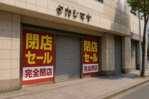 「閉店最終日に訪れた立川高島屋、買い物客が立ち寄る百貨店の外観」